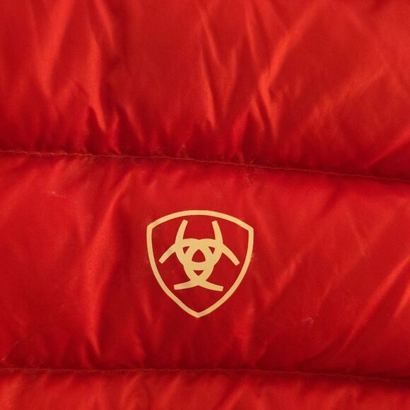 Ariat Women's Ideal Down Vest, Orange, With Pouch, Excellent Condition, Sz S - Picture 7 of 11